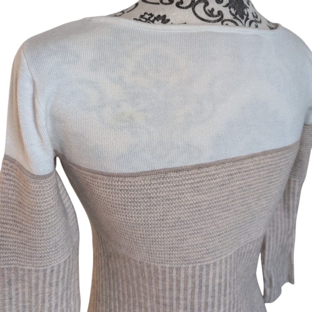St John Women Small Wool Blend Colourblock Boat Neck Sweater Quiet Luxury - Picture 12 of 12